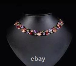 14k Rose Gold GF Necklace made with Authentic Swarovski Crystal Multicolor Stone