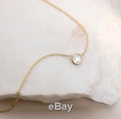 14k Solid Gold Solitaire Diamond Necklace Beautiful