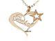 14k Solid Yellow Gold Personalized Heart Name Necklace & Beautiful Upper Star