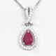 14k White Gold Plated 2.10 Ct Pear Cut Simulated Pink Ruby Halo Pendent Necklace