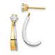 14k Yellow Gold J Hoop Withrhodium And Cz Earring Jacket