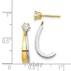 14k Yellow Gold J Hoop withRhodium and CZ Earring Jacket