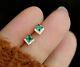 14k Yellow Gold Plated 2.10 Ct Princess Simulated Emerald Women's Stud Earrings