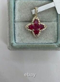 14k Yellow Gold Plated 4 Ct Pear Cut Lab Created Pink Ruby Women's Pendant Chain