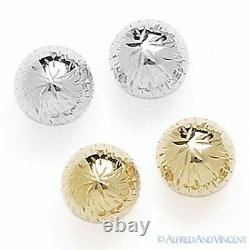 14kt Yellow or White Gold Stud Earrings 14k Diamond-Cut Detail Ribbed Ball Studs