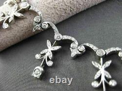 15 Ct Simulated Diamond Floral Rose Beautiful Necklace 925 Silver