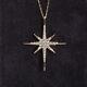 18chain Round Cut Simulated Diamond North Star Pendant 14k Yellow Gold Plated