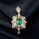 18k Yellow Gold Engagement Wedding Diamond Emerald Gemstone Women' S Pendant