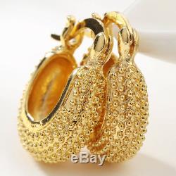 18K Yellow Gold Filled Wedding Engagement Hoop Drop Dangle Earrings Jewelry
