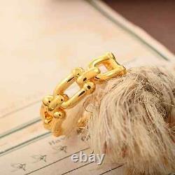 18K Yellow Gold U Link Chain Ring Birthday Jewelry Gift for Women Size 6.5
