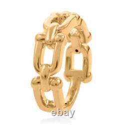 18K Yellow Gold U Link Chain Ring Birthday Jewelry Gift for Women Size 6.5