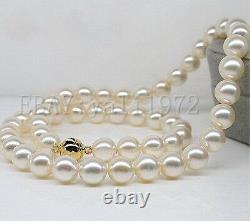 18 AAAAA 10-11mm perfect round south sea White pearl necklace 14K Gold Clasp