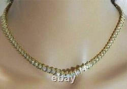 18 Ct Round Cut Simulated Diamond S-Link Tennis Necklace 14k Yellow Gold Plated