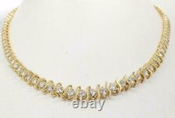18 Ct Round Cut Simulated Diamond S-Link Tennis Necklace 14k Yellow Gold Plated
