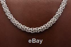 18 Italian Diamond Cut Byzantine Link Necklace Sterling Silver 925