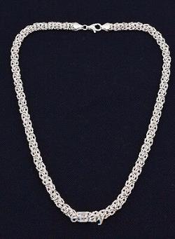 18 Italian Diamond Cut Byzantine Link Necklace Sterling Silver 925