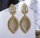 18k Gold Gf Chandelier Earrings Made With Swarovski Crystal Pave Diamond Gorgeous