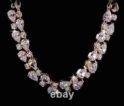 18k Gold GF Necklace made with Auth Swarovski Crystal Diamond Stone Bridal Jewelry