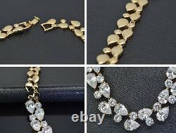 18k Gold GF Necklace made with Auth Swarovski Crystal Diamond Stone Bridal Jewelry