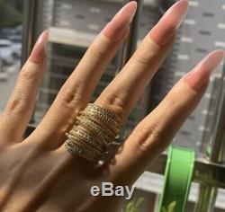 18k Gold Long Bold Ring made w Swarovski Crystal Stone Gorgeous Index Ring