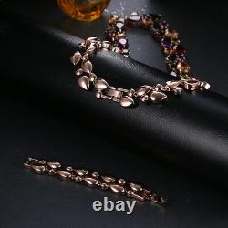 18k Rose Gold GF Multi-Color Necklace made with Swarovski Crystal Stone Gorgeous