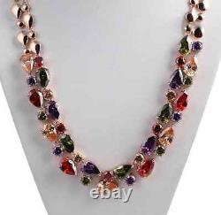 18k Rose Gold GF Multi-Color Necklace made with Swarovski Crystal Stone Gorgeous