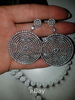 18k White Gold Big Hoop Earrings made w Swarovski Crystal Diamond Stone Gorgeous