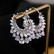 18k White Gold Chandelier Earrings Made W Swarovski Crystal Topaz Stone Gorgeous
