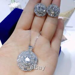 18k White Gold Earrings made w Swarovski Crystal Diamond Solitaire Stone Luxury