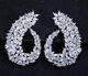18k White Gold Earrings Made With Swarovski Crystal Stone Gorgeous Cuff Earrings