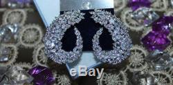 18k White Gold Earrings made with Swarovski Crystal Stone Gorgeous Cuff Earrings