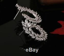 18k White Gold GF Earrings made w Swarovski Crystal Stone Wedding Bridal Jewelry