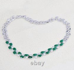 18k White Gold GF Necklace made w Swarovski Crystal Green Emerald Stone Gorgeous