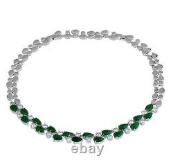 18k White Gold GF Necklace made w Swarovski Crystal Green Emerald Stone Gorgeous
