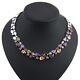 18k White Gold Gf Necklace Made With Swarovski Crystal Multicolor Stone Statement