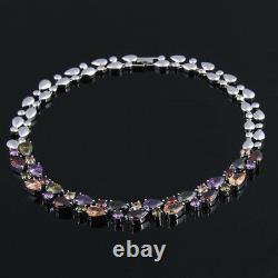 18k White Gold GF Necklace made with Swarovski Crystal Multicolor Stone Statement