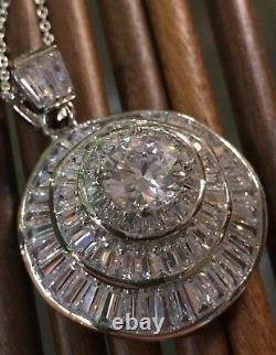 18k White Gold GF Pendant Necklace made w Swarovski Crystal Diamond Solitaire