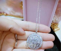 18k White Gold GF Pendant Necklace made w Swarovski Crystal Diamond Solitaire