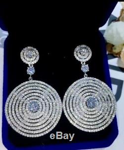18k White Gold GF Sparkling Big Hoop Earrings made w Swarovski Crystal Stone