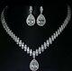 18k White Gold Gp Necklace Earrings Set Made With Swarovski Crystal Stone Bridal