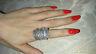 18k White Gold Long Ring Made W Swarovski Crystal Stone Gorgeous Bold Index Ring