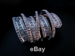 18k White Gold Long Ring made w Swarovski Crystal Stone Gorgeous Bold Index Ring