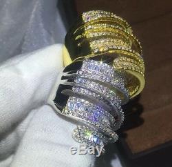 18k White Gold Long Ring made w Swarovski Crystal Stone Gorgeous Bold Index Ring