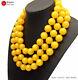 18mm Yellow Round Natural Jade Necklace For Women Stone Jewelry 3 Strands 18-23