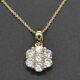 1ct Round Cut Diamond Women's Cluster Flower Pendant Necklace 14k Yellow Gold Fn