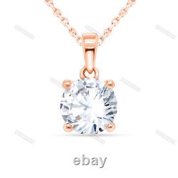 1Ct Round GRA Certified Moissanite Women Solitaire Pendant Solid 10K Rose Gold