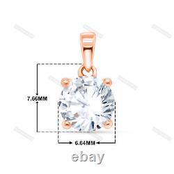 1Ct Round GRA Certified Moissanite Women Solitaire Pendant Solid 10K Rose Gold