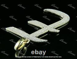 1Ct Round Simulated Moissanite E Initial Letter Pendant 14K Yellow Gold Plated