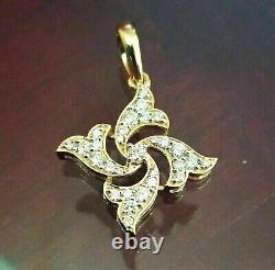1Ct Simulated Diamond Flower Valentine Gift Pendant Chain 14K Yellow Gold Plated