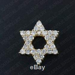 1.00Ct Round Cut Diamond Star Shaped Pendant Necklace 14K Yellow Gold Finish